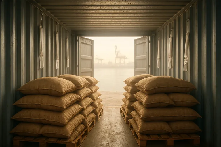 how to handle coffee bean shipping packaging moisture control container specs